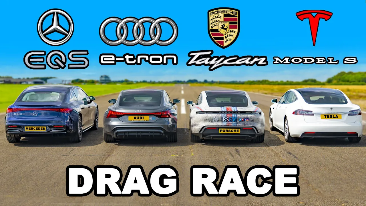Mercedes EQS v e-tron GT v Taycan 4 v Model S: DRAG RACE