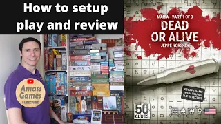 Dead or Alive 50 Clues: narrative board game how to setup play review escape room * Amass Games