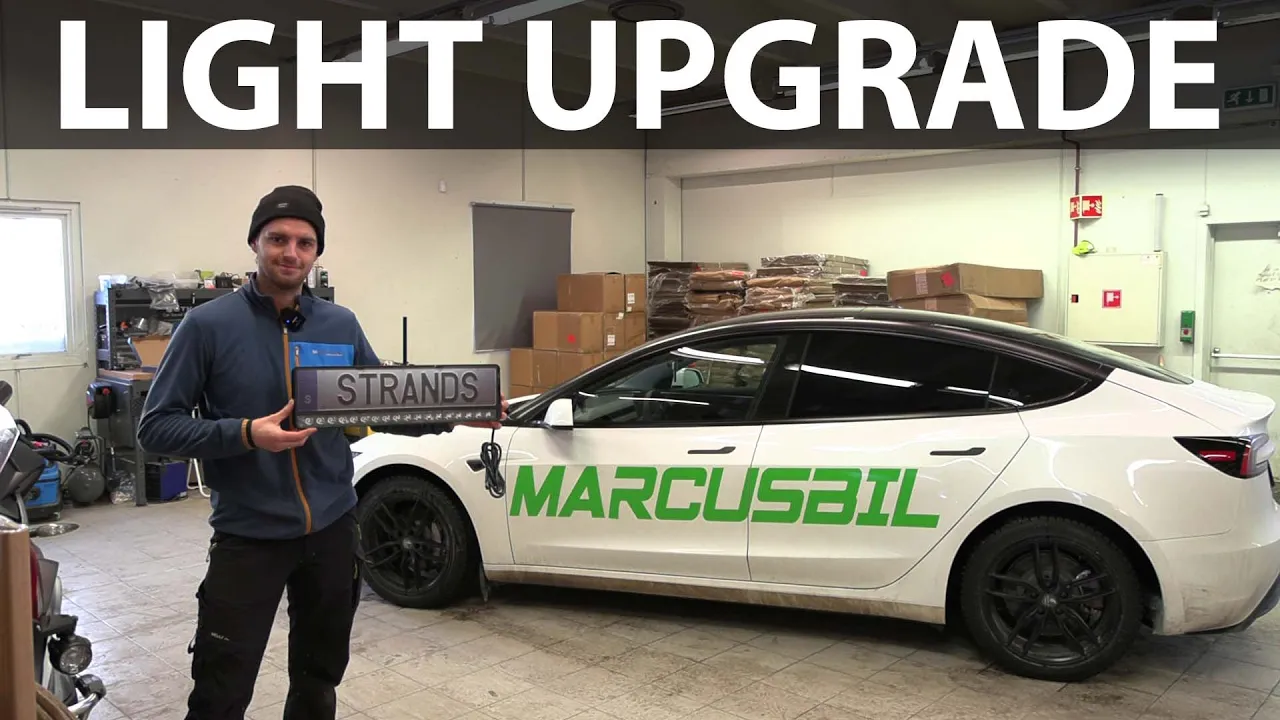 Bilkomponenter installing cheap LEDbar on Tesla Model 3 Highland