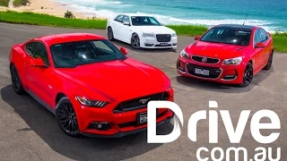 Ford Mustang GT v Holden Commodore SS-V v Chrysler 300 SRT comparison | Drive.com.au on Facebook
