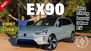 FIRST LOOK 2025 Volvo EX90  - A 510hp Sustainable 3 Row Luxury EV