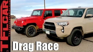 2016 Toyota 4Runner TRD Pro vs Jeep Wrangler Rubicon Drag Race