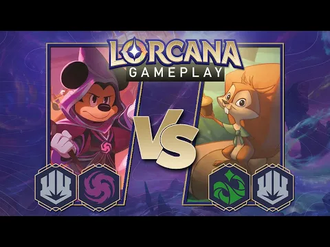Disney Lorcana Trading Card Game Gameplay - Amythest/Steel vs Emerald/Steel