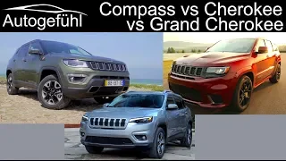 Overview: Jeep Compass vs Cherokee vs Grand Cherokee comparison Jeep SUVs - Autogefühl