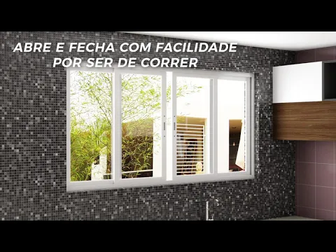 Janela de Correr de Alumínio Branco 4 Folhas 1,50x1,00m 3A Alumínio