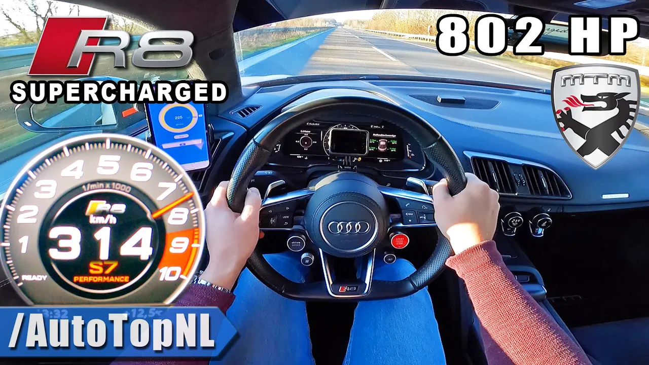 802HP AUDI R8 GT4 Supercharged *314KMH* on AUTOBAHN [NO SPEED LIMIT] by AutoTopNL