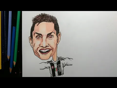 DESENHANDO O CRISTIANO RONALDO CARICATURA AO VIVO