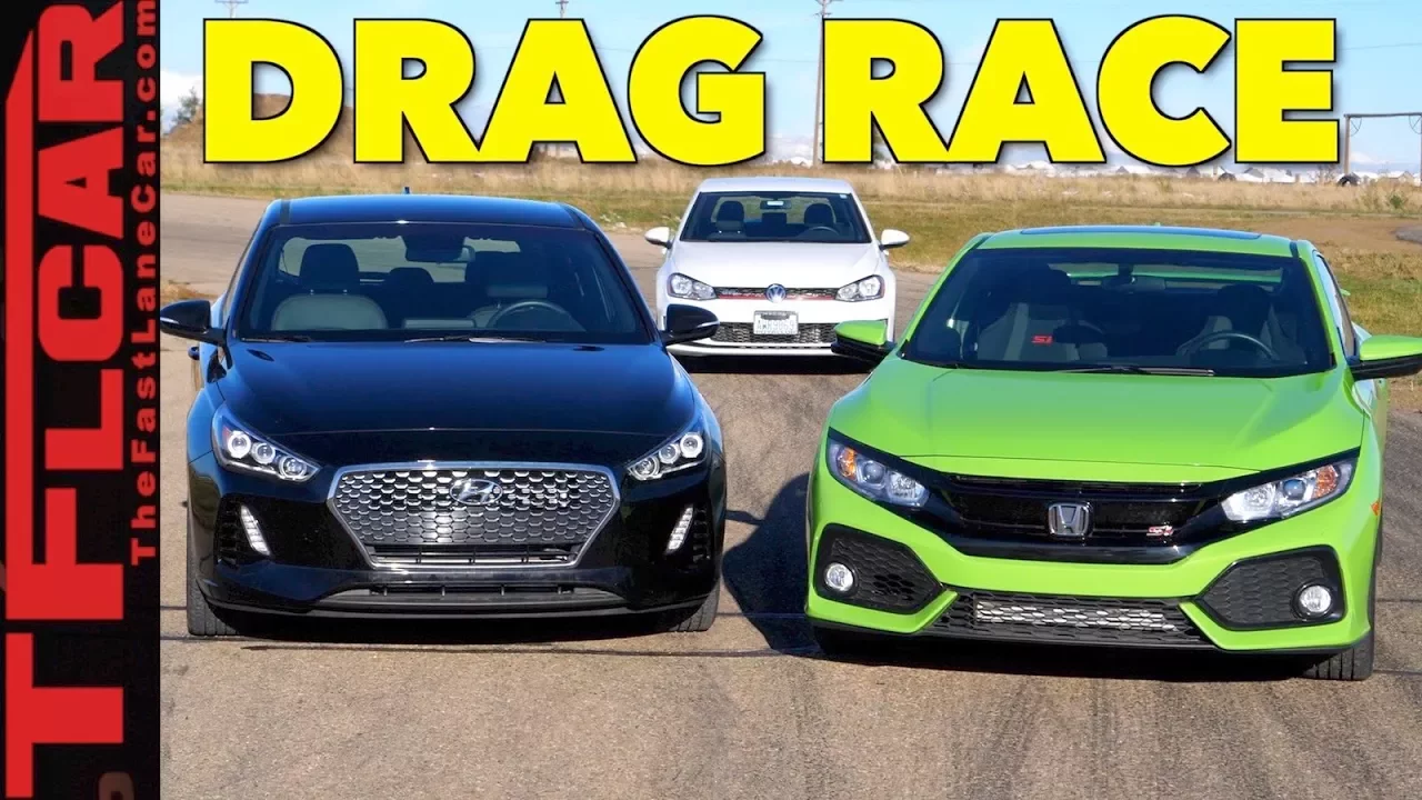 Too Close To Call! Honda Civic Si vs Hyundai Elantra GT vs VW Golf GTI Drag Race