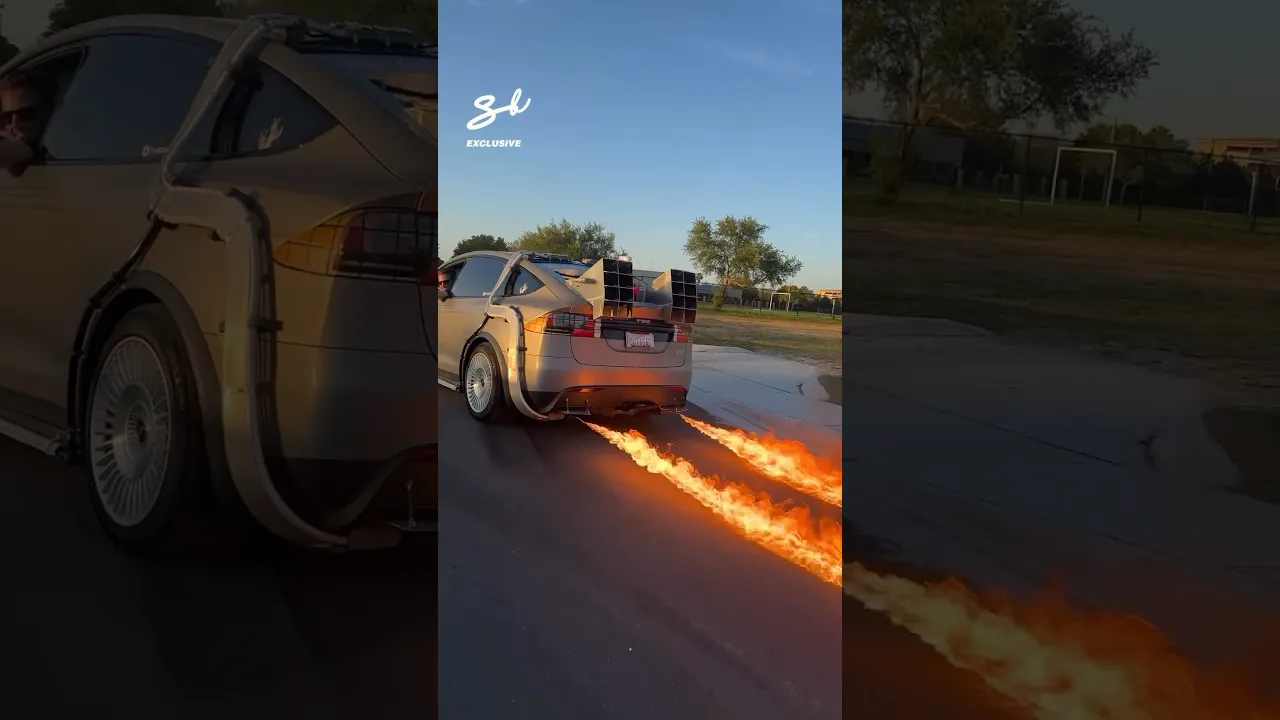 This time it’s Tesla’s turn to go Back To The Future...🔥 #tesla #delorean #backtothefuture