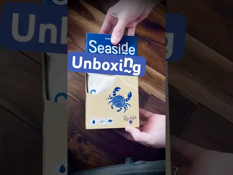 Unboxing SEASIDE, a beautiful board game w/ push-your-luck + set-collection, perfect for a road trip