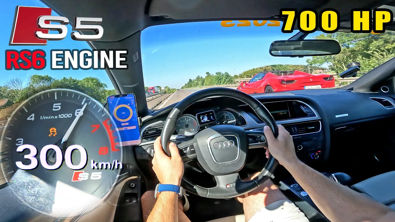 700HP Audi S5 with RS6 V8 is LETHAL on the GERMAN Autobahn / 0-100 in 2.xx