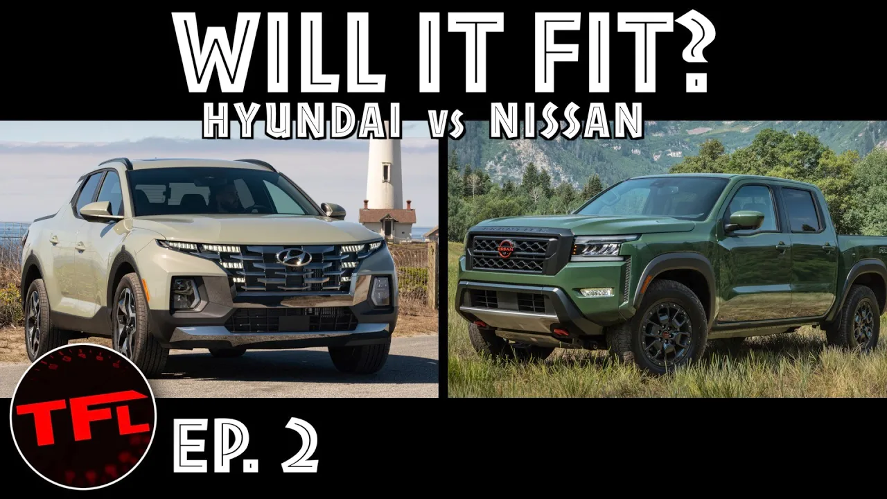 New Nissan Frontier vs the Tiny Hyundai Santa Cruz Pickup - See What Fits In the Bed & What DOESN'T!