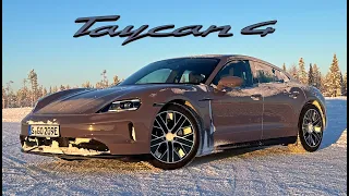 NEW! 2025 PORSCHE TAYCAN 4 // REVIEW on a FROZEN LAKE
