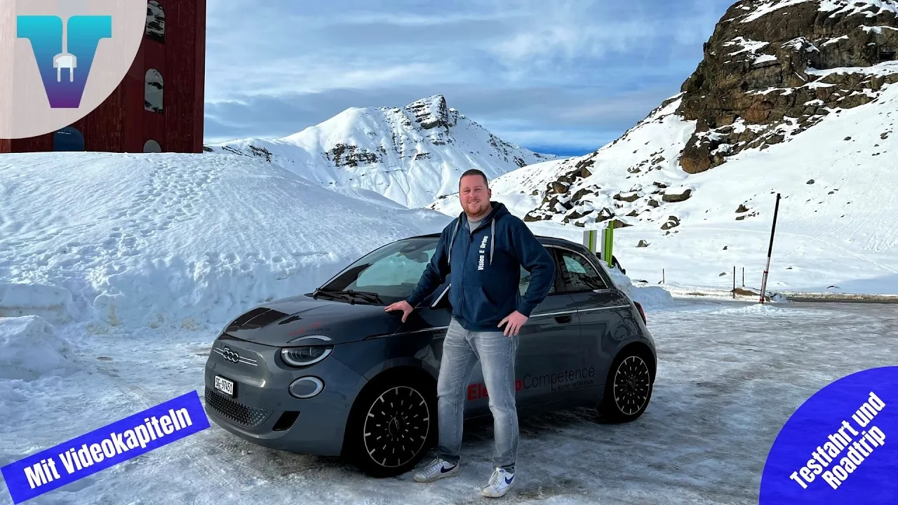 Maximale Reichweite im Winter- Fiat 500e La Prima - Passfahrt [Deutsch 4K] | Vision E Drive #142