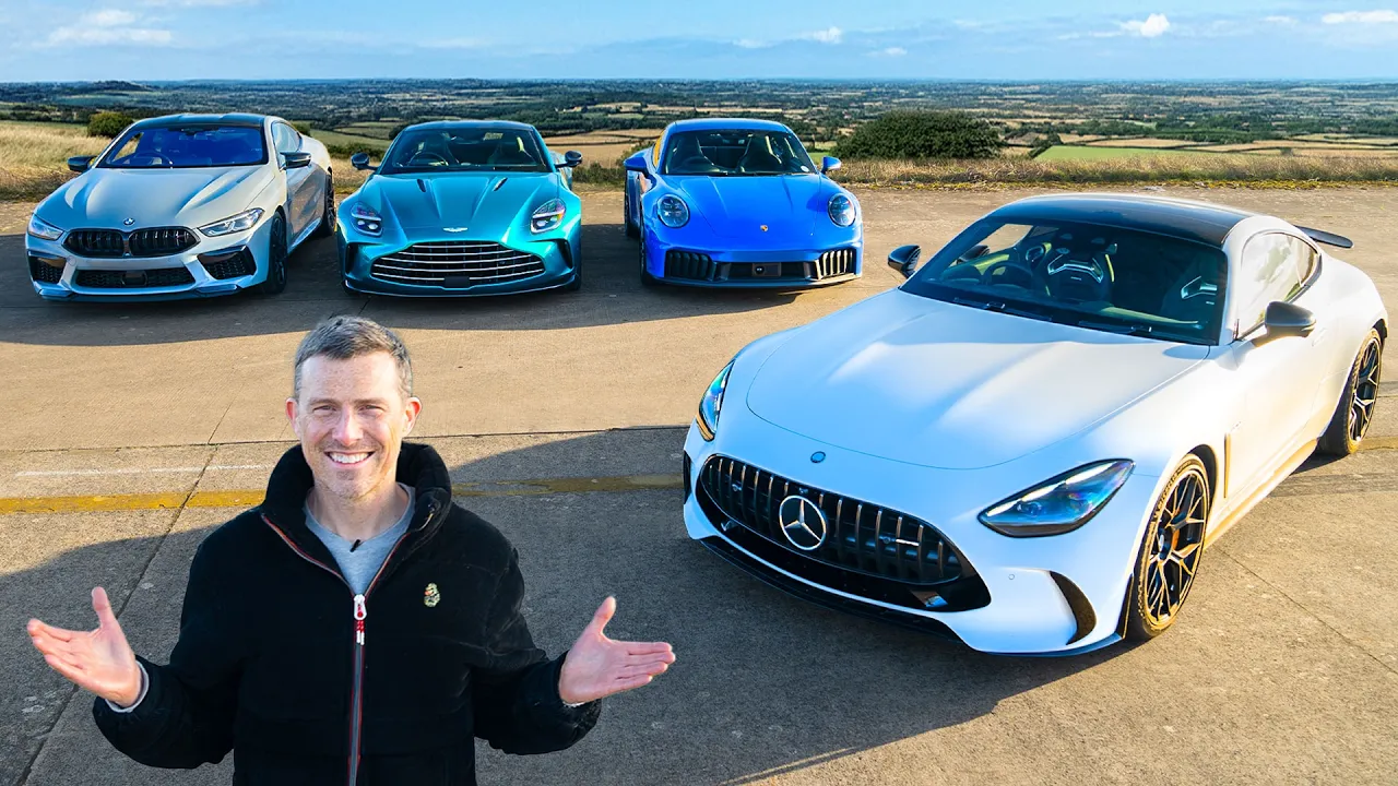 AMG GT v 911 GTS v Aston Vantage v BMW M8: 0-60mph, 1/4-mile & REVIEW