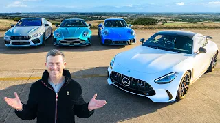AMG GT v 911 GTS v Aston Vantage v BMW M8: 0-60mph, 1/4-mile & REVIEW