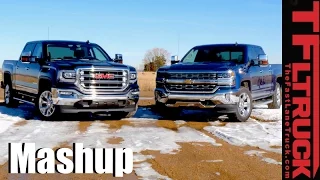 2016 Chevy Silverado 5.3L vs GMC Sierra 6.2L Drag Race & MPG Mashup Review