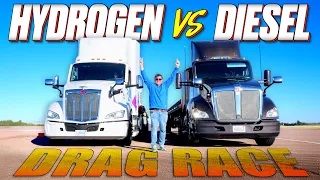 Diesel vs Hydrogen Fully-Loaded Toyota Semi Truck Drag Race!
