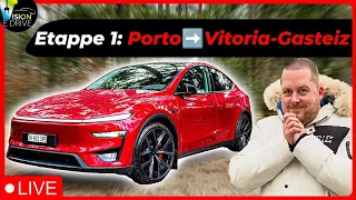 LIVE aus dem Tesla Model Y Performance - Die Heimfahrt aus Porto Teil 1 - 700km durch 🇵🇹 und 🇪🇸