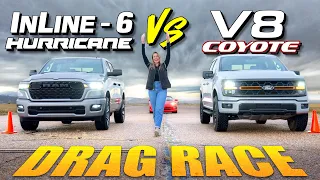2026 Ram 1500 v Ford F-150 Drag Race: Can a Big Boy Ford V8 Beat the Latest Ram Sport Truck?