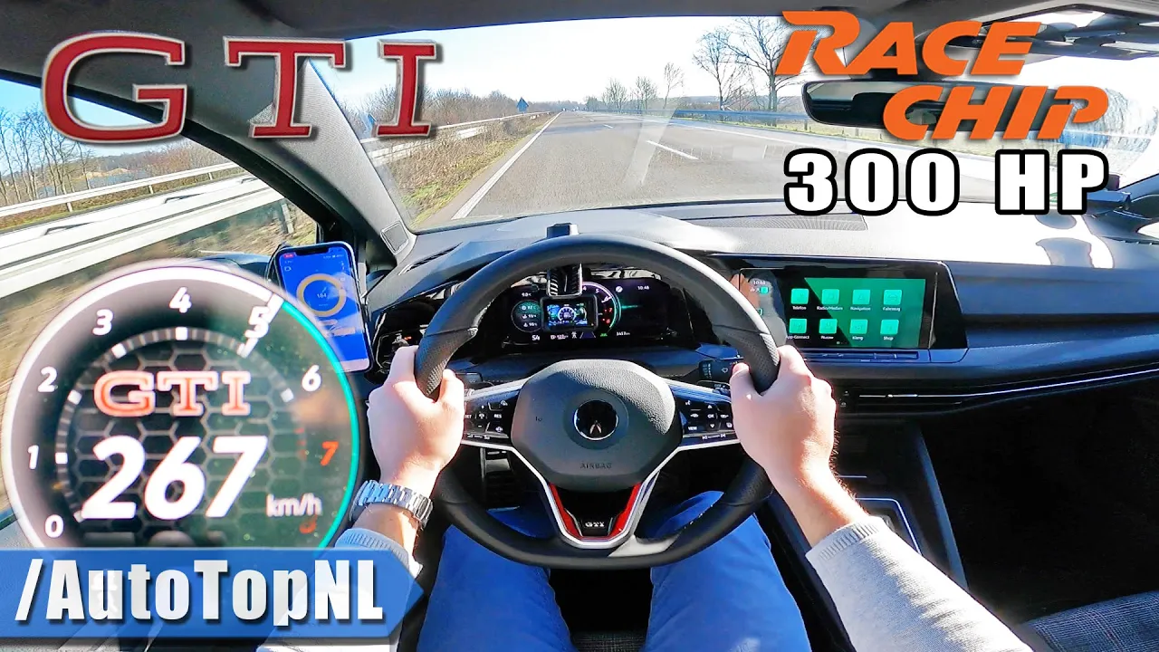 VW Golf GTI MK8 | RaceChip vs Stock on AUTOBAHN [NO SPEED LIMIT] by AutoTopNL