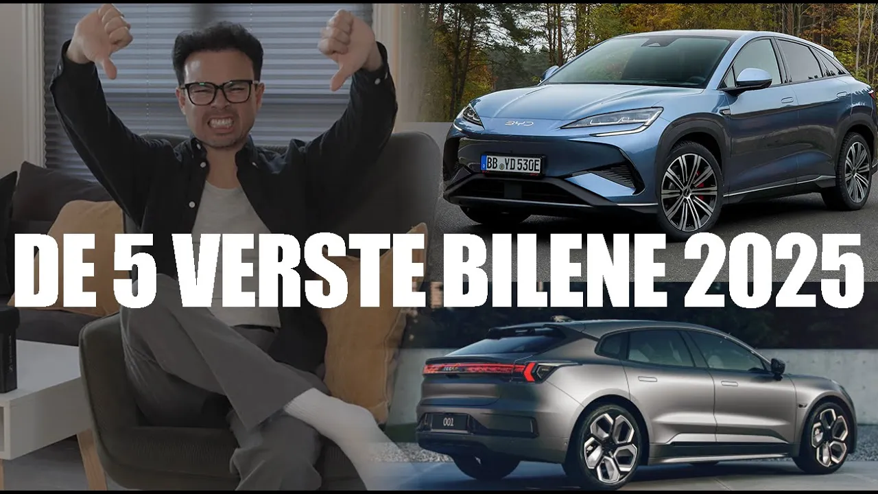 Topp fem verste biler jeg testet i 2025 !