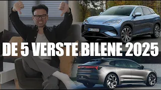 Topp fem verste biler jeg testet i 2025 !