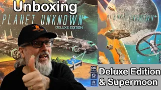 Planet Unknown Deluxe Version and Supermoon Expansion Board Game Unboxing | Adam's Apple Games