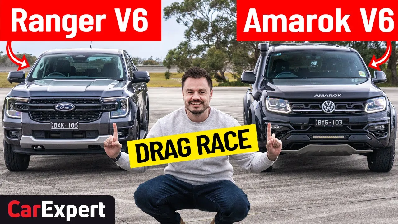 VW Amarok V6 v Ford Ranger V6 Dragparison: Drag race, sound test & 0-100!
