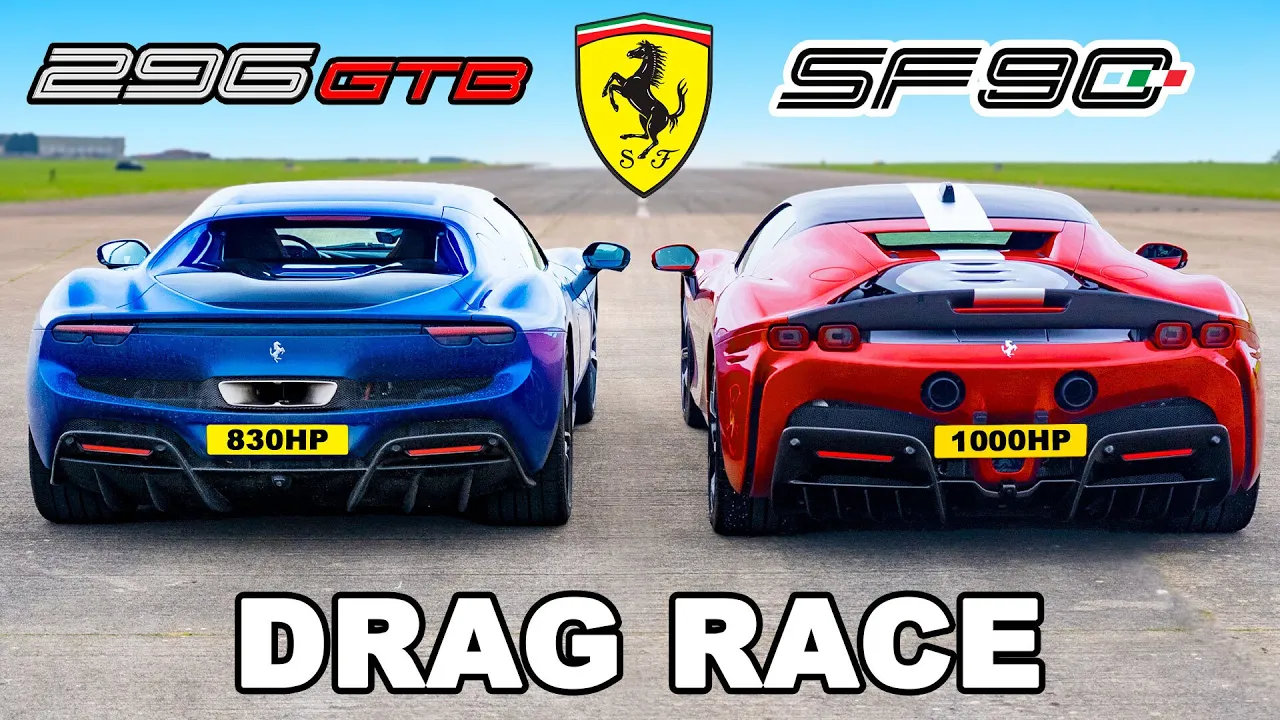 Ferrari 296 GTB v Ferrari SF90: DRAG RACE