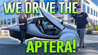 Aptera First Drive! We take this solar EV out for a test drive! (BONUS: Aptera TENT!)