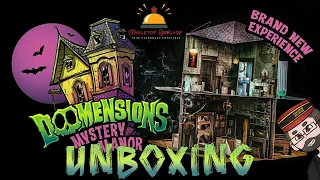 Doomensions Mystery Manor Unboxing, escape room game featuring a 2-foot tall pop up haunted mansion!