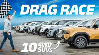 10 SUV drag race! Patrol v LandCruiser v Prado v Tank 500 v Lexus LX v Everest v Defender v MU-X