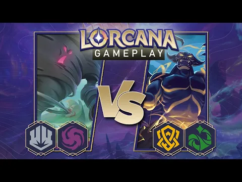 Disney Lorcana Trading Card Game Gameplay - Amythest/Steel vs Amber/Emerald