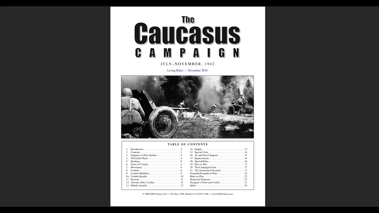 The Caucasus Campaign - Reading the rules