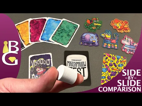 Voodoo Prince AKA Marshmallow Test AKA Piñatas — Side-by-Slide Card Game Comparison