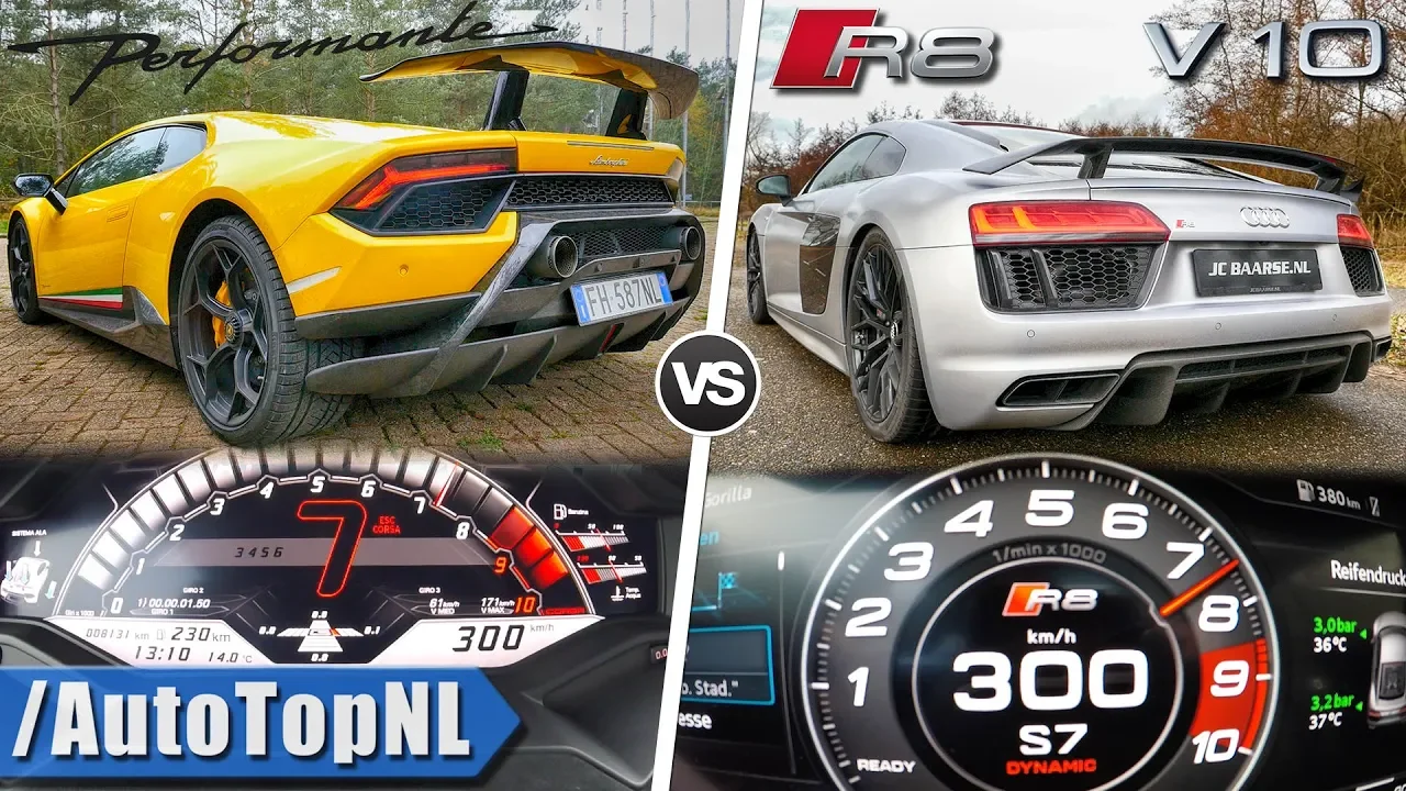 Audi R8 V10 Plus vs Lamborghini Huracan Performante | 0-300km/h ACCELERATION & AUTOBAHN by AutoTopNL