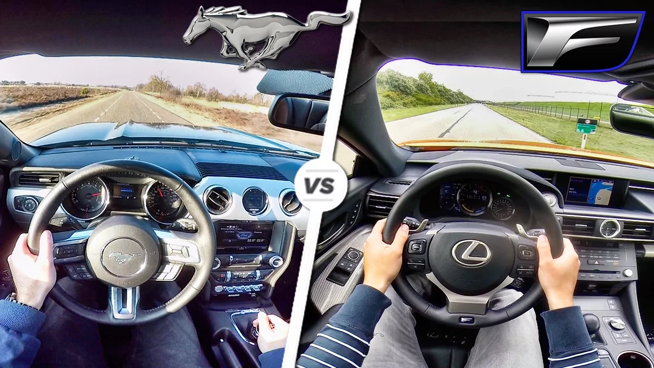 Ford Mustang GT vs Lexus RC F ACCELERATION SOUND & POV by AutoTopNL