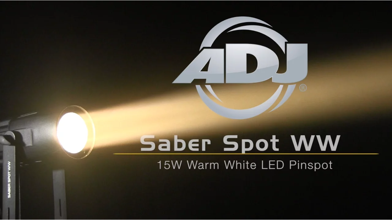 Product video thumbnail for ADJ American DJ Saber Spot WW 15W Warm White Pinspot Light