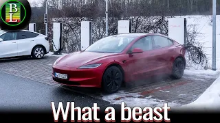 Tesla Model 3 Long Range RWD – 600 km Autobahn Long Distance Test | Winter, Traffic