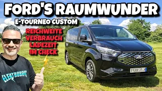 Ford E-Tourneo Custom 8 Sitzer Reichweite Software Navi Ladezeit im Check.