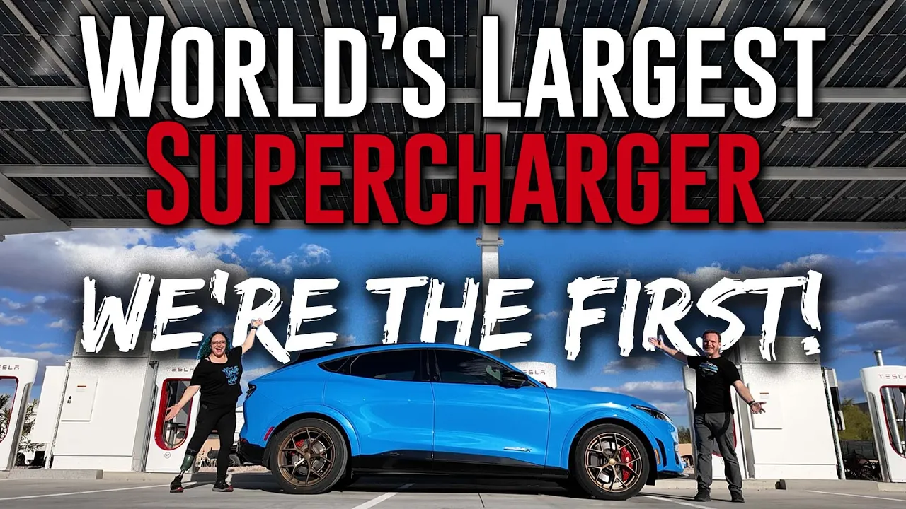 FIRST Ford Mach-E to charge at the world's LARGEST Tesla Supercharger