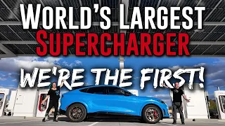 FIRST Ford Mach-E to charge at the world's LARGEST Tesla Supercharger