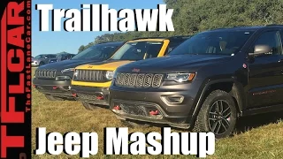 2017 Jeep Renegade  vs Cherokee vs Grand Cherokee Trailhawk Off-Road Mashup Review