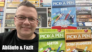 Pick a Pen (Amigo) Roll & Write - Schattkammern, Riffe oder Gärten - Was lohnt sich?
