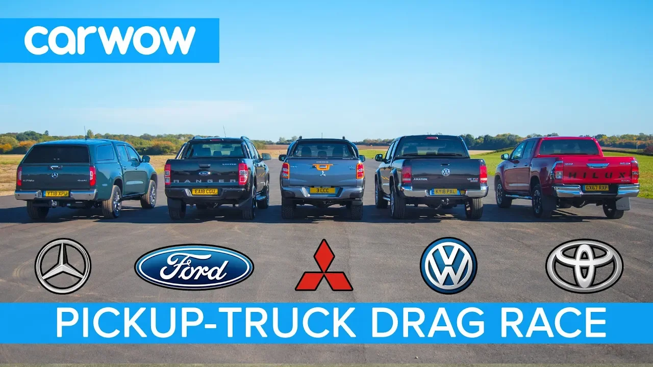 Mercedes X-Class vs VW Amarok vs Hilux vs Ranger vs L200  - DRAG RACE, ROLLING RACE & BRAKE TEST