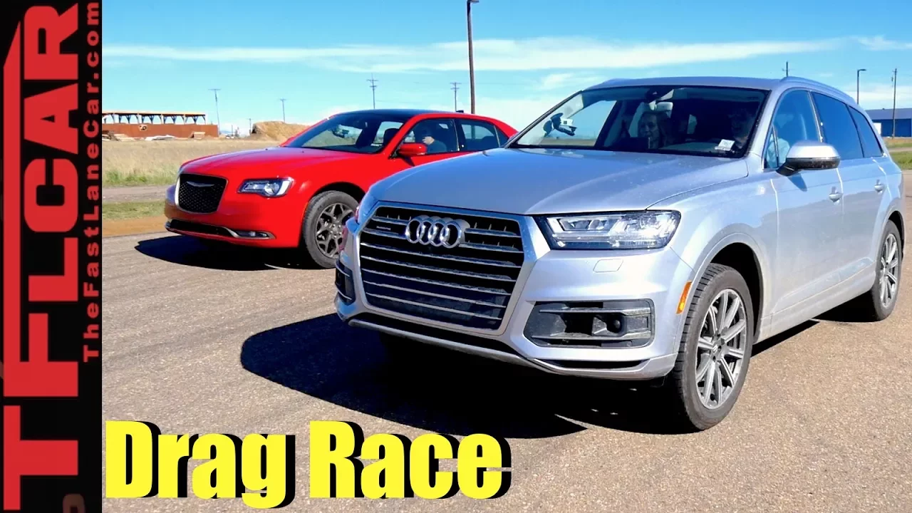 2017 Audi Q7 vs Chrysler 300S Mashup Drag Race: Big Sedan vs Bigger Crossover!