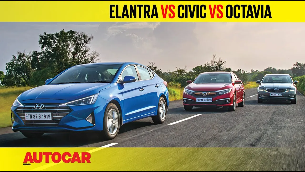 Hyundai Elantra facelift vs Honda Civic vs Skoda Octavia | Comparison Test | Autocar India