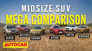 MG Astor vs Kia Seltos vs Hyundai Creta vs VW Taigun vs Skoda Kushaq vs Nissan Kicks | Autocar India