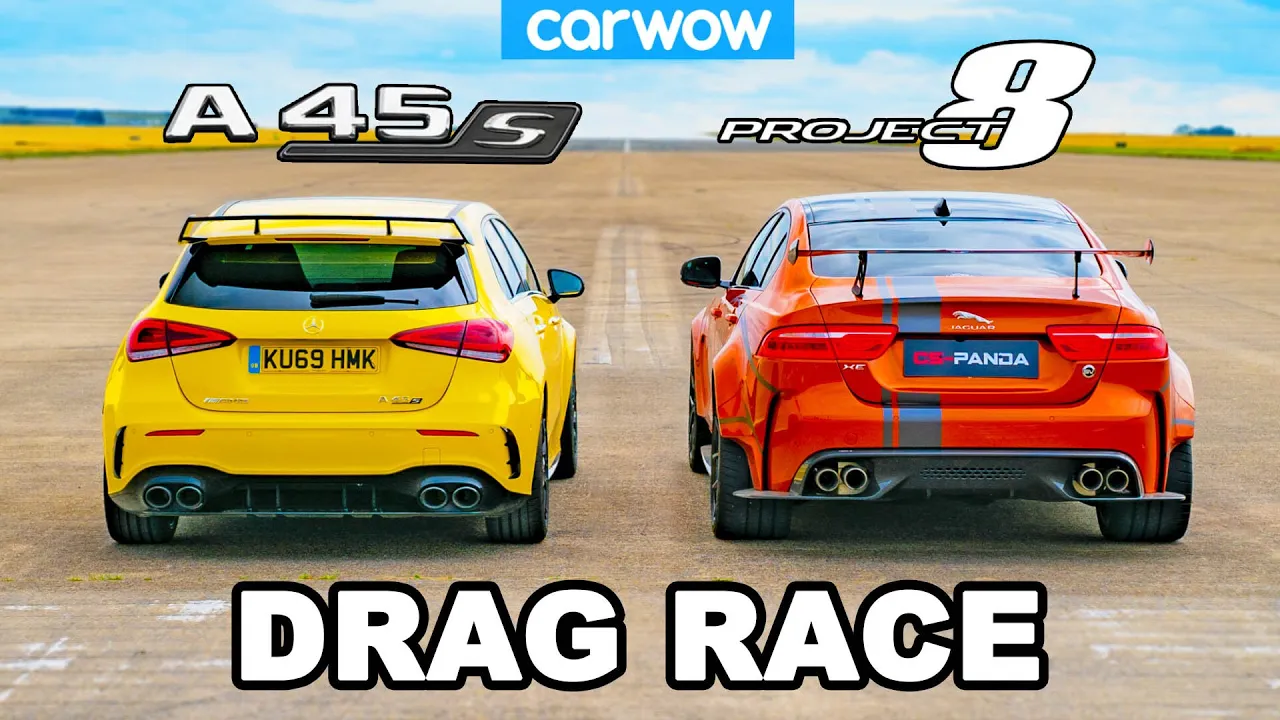 AMG A45 S v Jaguar Project 8 - DRAG RACE *£56k v £180k*